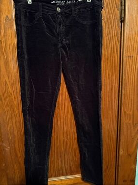 American Eagle Outfitters Black Velvet Slim Pants